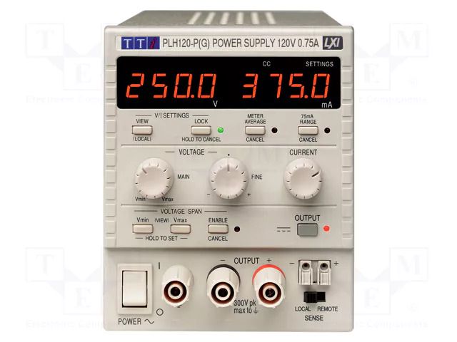Power supply: programmable laboratory; Ch: 1; 0÷120VDC; 0÷0.75A AIM-TTI PLH120-PG