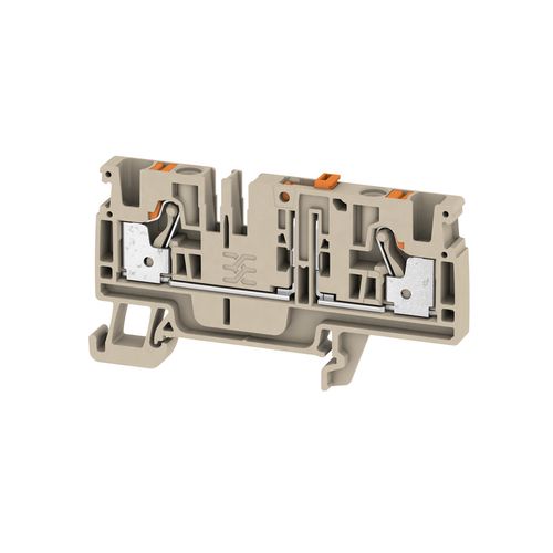 Test-disconnect terminal, PUSH IN, 4 mm², 500 V, 24 A, Pivoting, Cross-disconnect: without, Integral test socket: Yes, TS 35, dark beige Weidmuller 2429850000 04050118439724