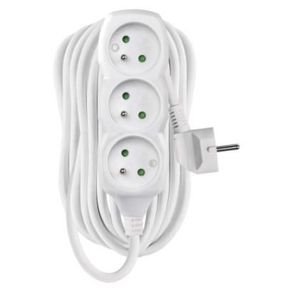 Extension Cord 10 m / 3 sockets / white / PVC / 1.5 mm2, EMOS P0310R 8592920016435