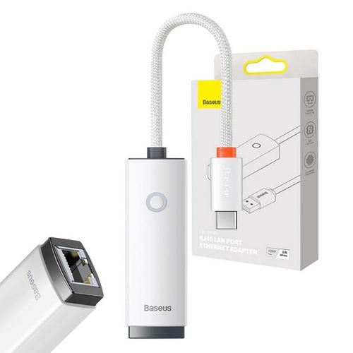 Network adapter Baseus Lite Series USB-C to RJ45 (white), Baseus WKQX000302