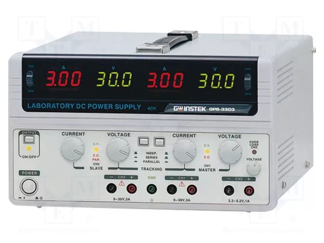 Power supply: laboratory; linear,multi-channel; 0÷30VDC; 0÷3A GW INSTEK GPS-3303