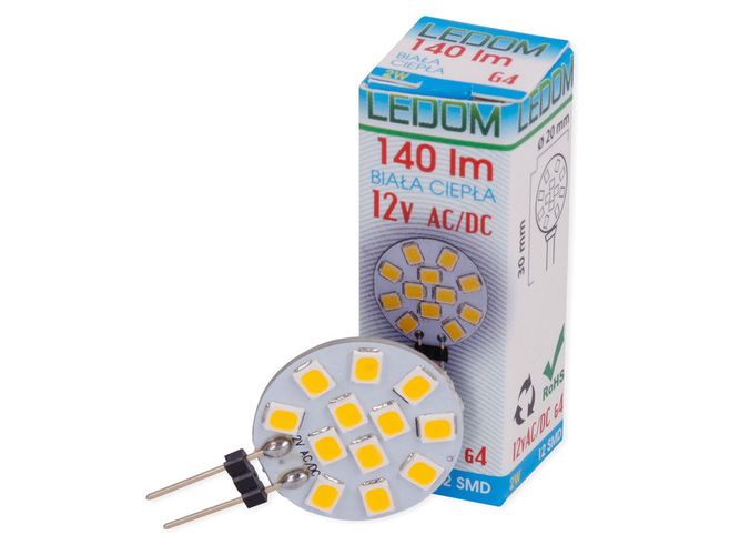 Lemputė LED G4 12V AC/DC 2W, šiltai balta, LEDOM 243929 5901583243929