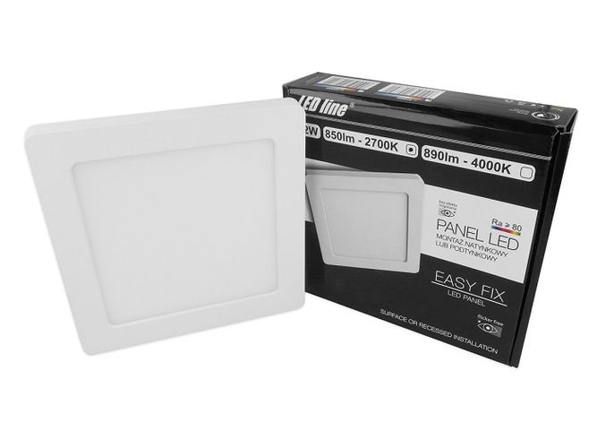 LED panelė universali EasyFix, 230Vac 12W, šiltai balta, kvadratinė, LED line 246791 5901583246791
