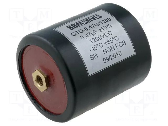 Capacitor: polypropylene; 470nF; 1.2kVDC; 650VAC; Ø45x50mm; ±10% SR PASSIVES GTO-0.47U/1200