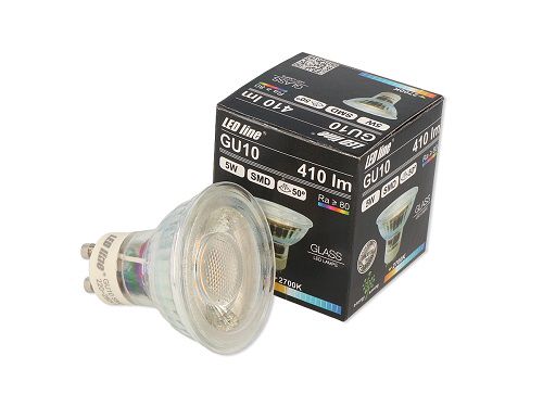 Lemputė LED GU10 230V 5W 410lm 50° šiltai balta, stiklinė, LED line 248306 5901583248306