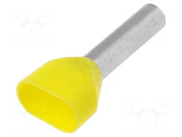 Tip: bootlace ferrule; insulated,double; copper; 6mm2; 18mm WEIDMÜLLER H6.0/29D2/YE