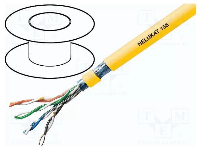 Wire; F/UTP,HELUKAT® 155; 4x2x24AWG; 5e; wire; Cu; PVC; yellow; 305m HELUKABEL HELUKAT155-FTP-SP