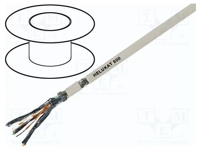 Wire; HELUKAT® 600,S/FTP; 4x2x26AWG; 7; stranded; Cu; FRNC; grey HELUKABEL HELUKAT600-SSTP-FF