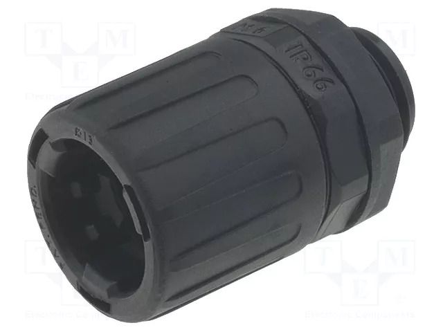Straight terminal connector; Thread: metric,outside; polyamide HELLERMANNTYTON HG13-S-M16-PA66-BK