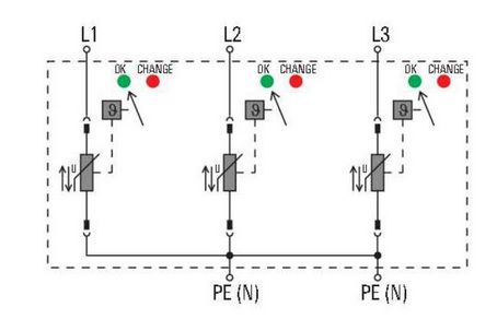 Surge voltage arrester, Low voltage, Surge protection, TN-C VPU AC II 3 300/50 2591160000 4050118599770