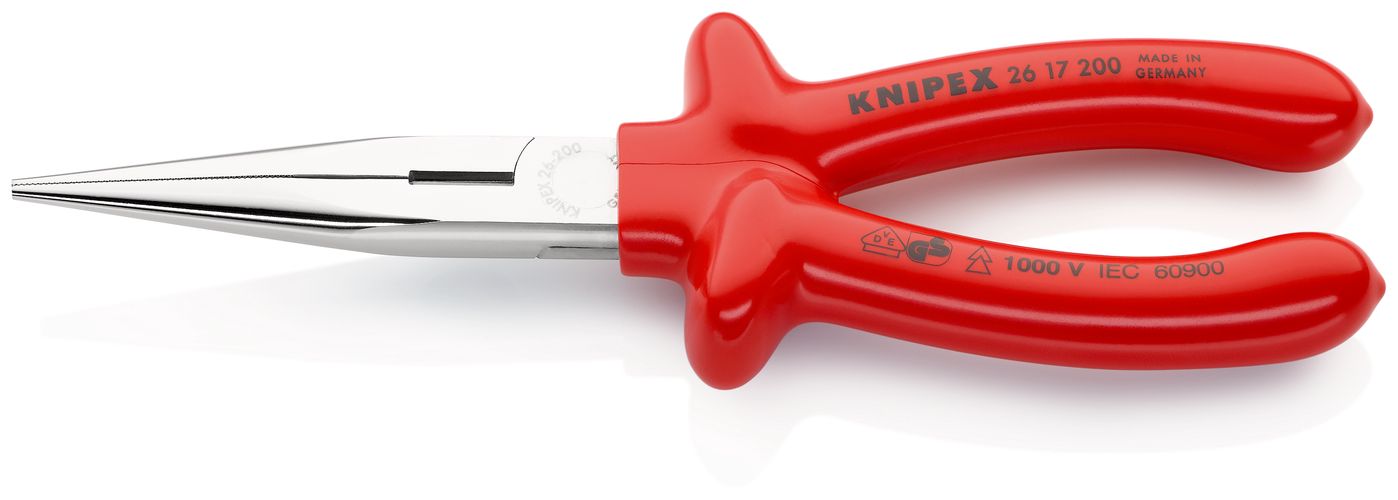 KNIPEX 26 17 200 Snipe Nose Side Cutting Pliers (Stork Beak Pliers) with dipped insulation, VDE-tested chrome-plated 200 mm 26 17 200 4003773016069