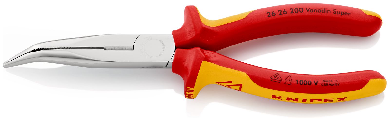 KNIPEX 26 26 200 SB Snipe Nose Side Cutting Pliers (Stork Beak Pliers) insulated with multi-component grips, VDE-tested chrome-plated 200 mm 26 26 200 SB 4003773010944
