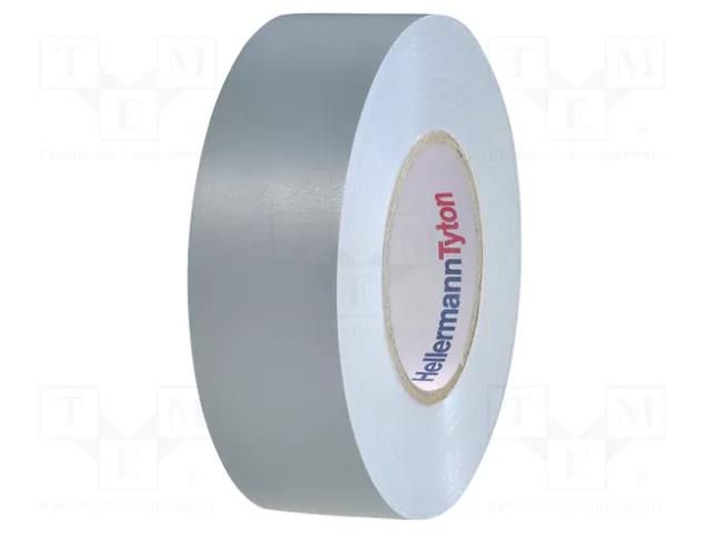Tape: electrical insulating; W: 19mm; L: 20m; Thk: 0.18mm; grey; 300% HELLERMANNTYTON HTAPE-FLEX-19GY
