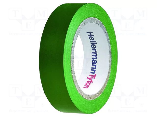 Tape: electrical insulating; W: 15mm; L: 10m; Thk: 0.15mm; green HELLERMANNTYTON HTAPE-FLX-15GR