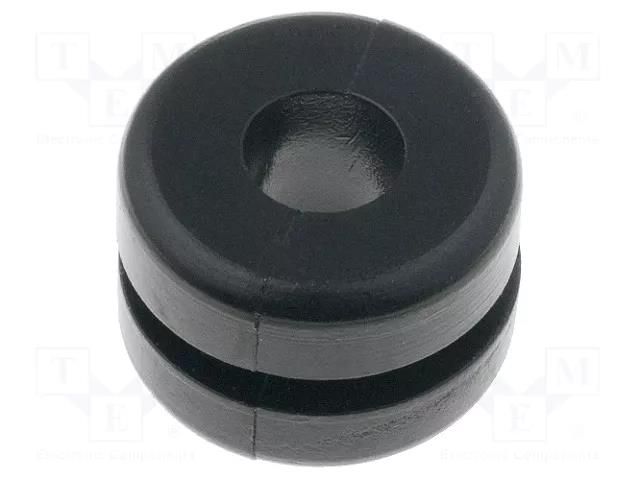 Grommet; Ømount.hole: 9mm; Øhole: 6mm; PVC; black; -30÷60°C; UL94V-2 HELLERMANNTYTON HV1210
