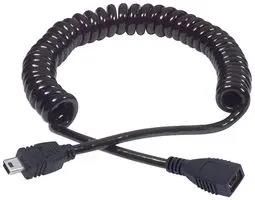USB CABLE, MINI B PLUG-MINI B RCPT, 2M COILMB5EXT-2M