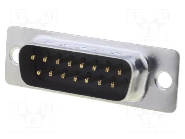 Connector: D-Sub; PIN: 15; socket; male; straight; THT; 5A; 20mΩ ADAM TECH DA15-PT-1