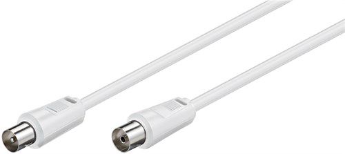 Antenna Cable (<70 dB), Double Shielded, 5 m, white - coaxial plug > coaxial socket 27004