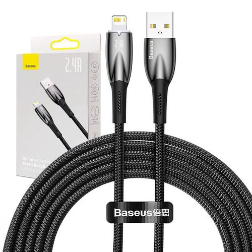 USB cable for Lightning Baseus Glimmer Series, 2.4A, 2m (Black), Baseus CADH000301