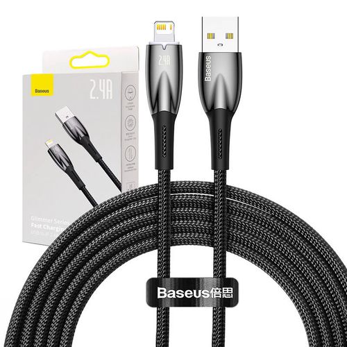 USB cable for Lightning Baseus Glimmer Series, 2.4A, 2m (Black), baseus CADH000301