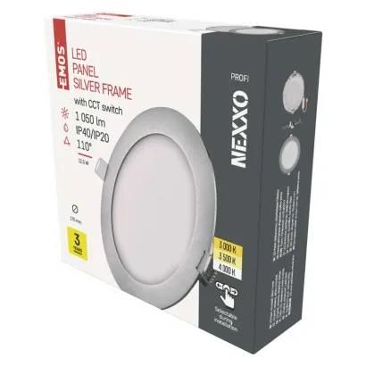 LED recessed luminaire NEXXO, round, silver, 12.5W, with change CCT, EMOS ZD1233 8592920108581