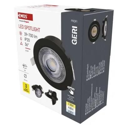 LED Spotlight GERI black, round, 6,5W CCT, EMOS ZV1161 8592920133217