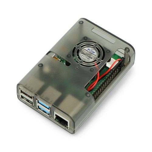 Case for Raspberry Pi with 4 IN fan gray, transparent DNG-16188 5904422301392