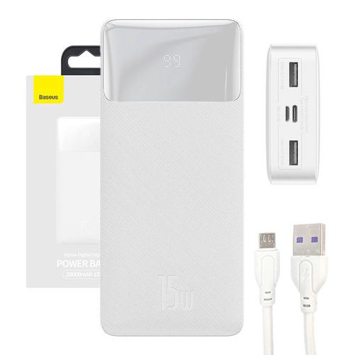 Powerbank Baseus Bipow 20000mAh, 15W (white), Baseus PPBD050102
