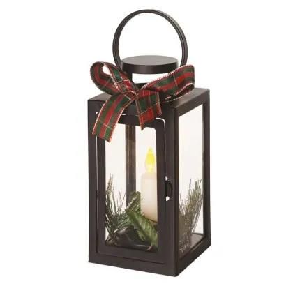 LED decoration – Christmas lantern with candle, black, 20 cm, 3x AAA, indoor, vintage, EMOS DCLV14 8592920098851