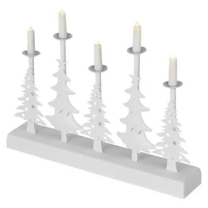 LED candlestick – Christmas trees with candles, 24 cm, 2x AA, indoor, warm white, timer, EMOS DCAW14 8592920110904