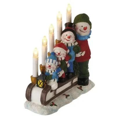 LED candlestick – snowmen on a sledge, 24 cm, 2x AA, indoor, warm white, timer, EMOS DCAW15 8592920110881