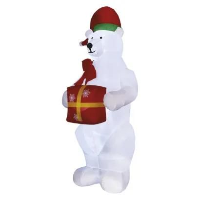 LED polar bear with a present, inflatable, 240 cm, indoor and outdoor, cool white, EMOS DCFC15 8592920099155