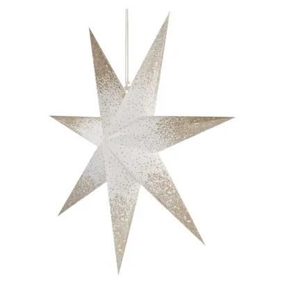 LED paper star with golden glitter on the edges, hanging, white, 60 cm, indoor, EMOS DCAZ07 8592920099391