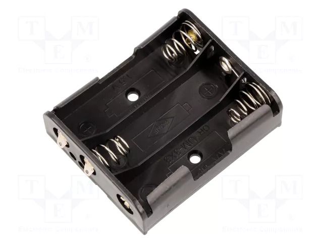 Holder; AA,R6; Batt.no: 3; soldering lugs; black COMF BH-331-3D