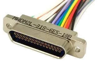 CABLE, 25POS, MICRO D RCPT-FREE END, 18" MWDM2L-25S-6E5-18B