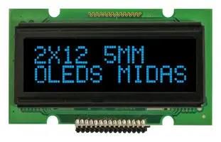 DISPLAY, OLED, COB, 12X2, BLUE ON BLACK MCOB21205AV-EBP