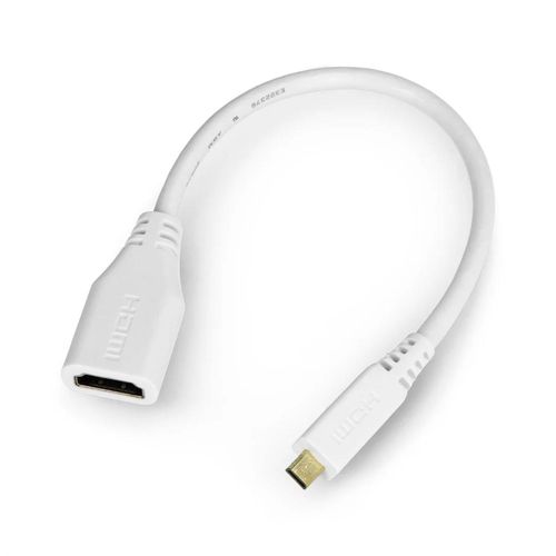 micro HDMI - HDMI adapter - original for Raspberry Pi 4B/5 - 235mm - white RPI-16338 644824915043
