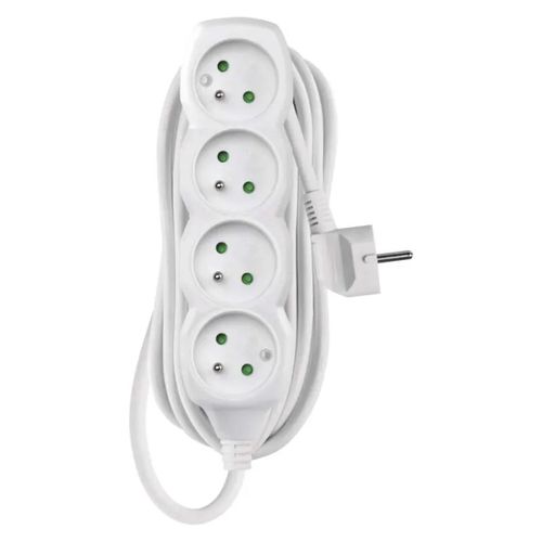 Extension Cord 5 m / 4 sockets / white / PVC / 1 mm2, EMOS P0415 8595025301093