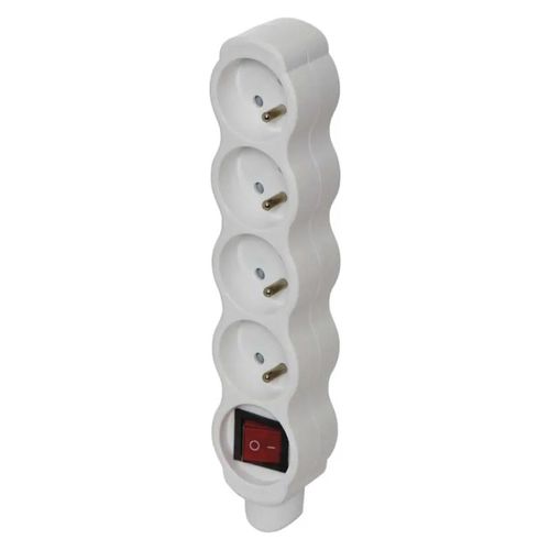 Power Strip without cable 4 sockets with switch, white, EMOS P1400N