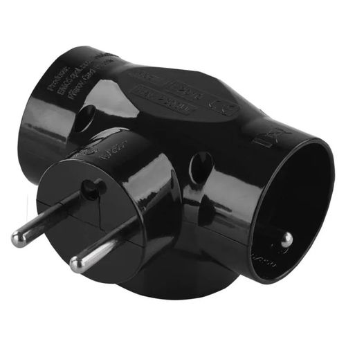 Multiple Socket 3× round, black, EMOS P0030 8592920008010
