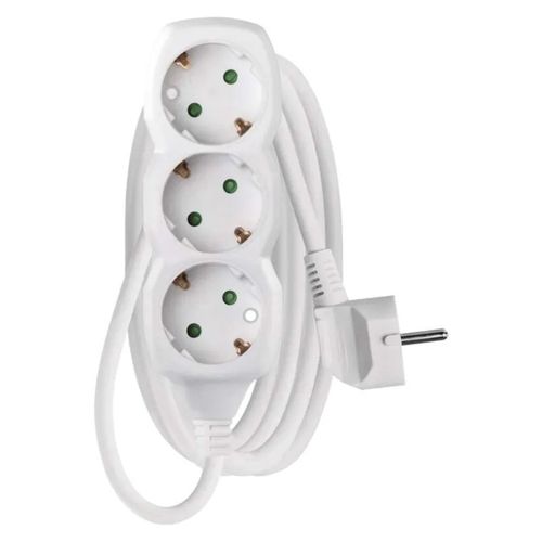 Extension Cord 2 m / 3 sockets / white / PVC / 1 mm2, EMOS P0322 8595025313508