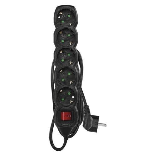 Extension Cord 1.5 m / 5 sockets / switch / black / PVC / 1.5 mm2, EMOS PC1521R 8592920092705