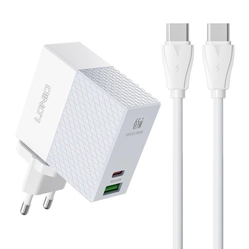 Wall charger LDNIO A2620C USB, USB-C 65W + USB-C - USB-C cable, LDNIO A2620C type C to typ