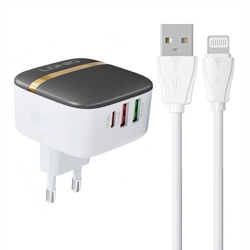 Wall charger LDNIO A3513Q 2USB, USB-C 32W + Lightning cable, LDNIO A3513Q Lightning