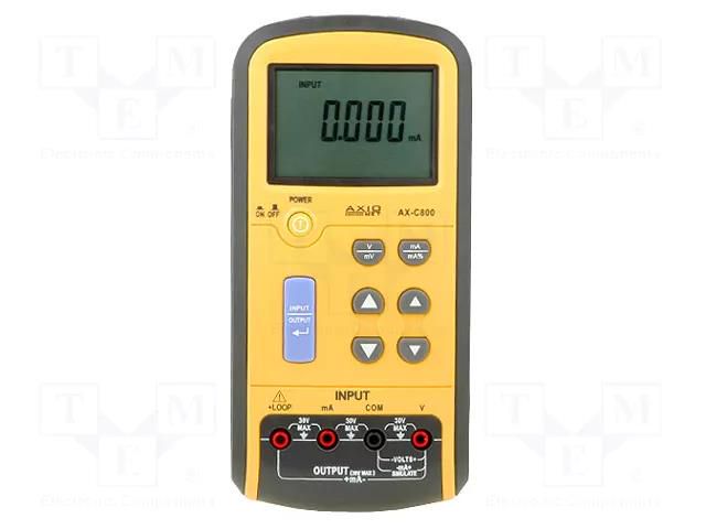 Meter: calibrator; voltage,current; VDC: 0÷100mV,10V; I DC: 0÷24mA AXIOMET AX-C800