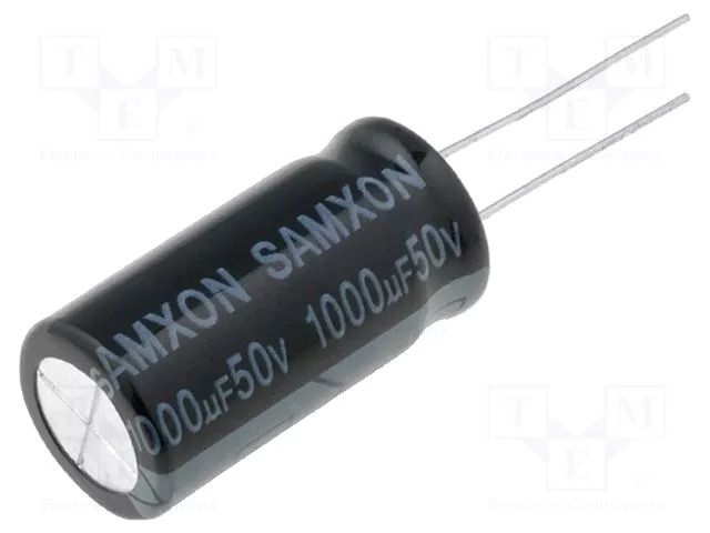 Capacitor: electrolytic; THT; 1000uF; 50VDC; Ø12.5x25mm; Pitch: 5mm SAMXON KM1000/50
