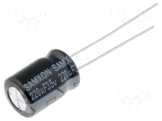 Capacitor: electrolytic; THT; 220uF; 35VDC; Ø8x12mm; Pitch: 3.5mm SAMXON KM220/35