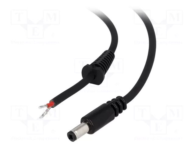 Cable; 2x1mm2; wires,DC 5,5/2,5 plug; straight; black; 1.5m BQ CABLE DC.CAB.2610.0150