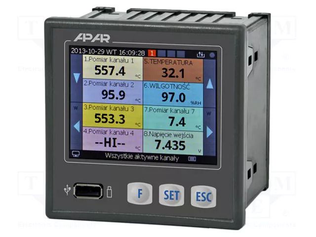 Logger; 85÷260VAC; IN: 16; on panel; IP30; Body dim: 96x96x79mm APAR AR207/16U/S1PPPP30