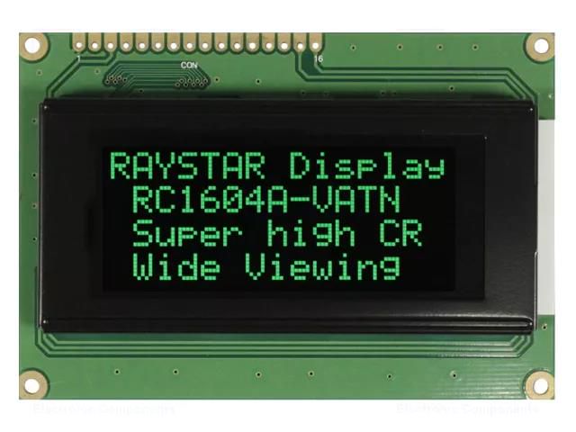 Display: LCD; alphanumeric; VA Negative; 16x4; 87x60x13.6mm; LED RAYSTAR OPTRONICS RC1604A-LLG-JWVE